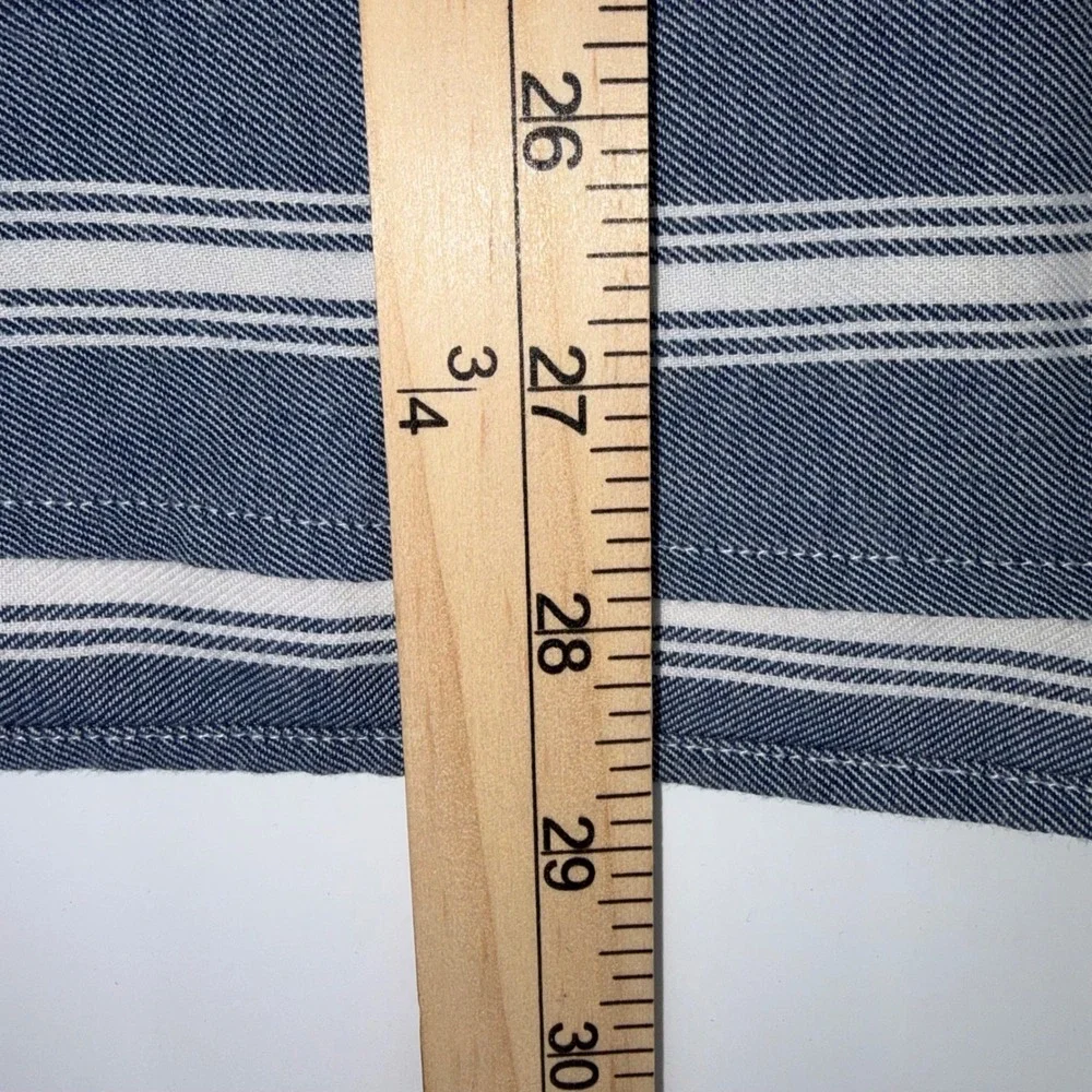 J.Crew Mens XS Blue White Striped Cotton Twill Popover Workshirt Long Sleeve